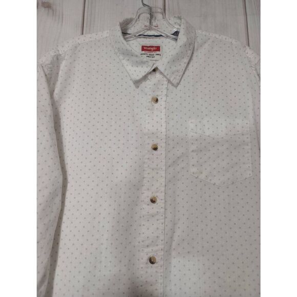 Wrangler Shirt Men's Large White Tan Button Front Rodeo - Picture 3 of 8